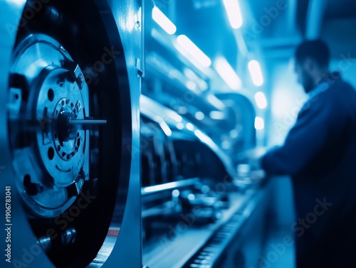 Man operating industrial machine