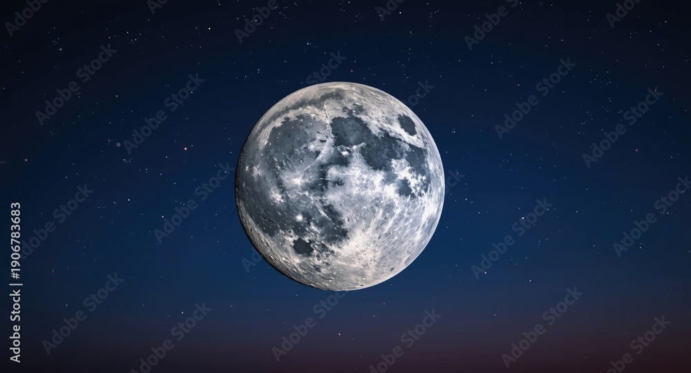 Obraz premium Colorful 3D moon graphic floating amid a quiet starry night sky