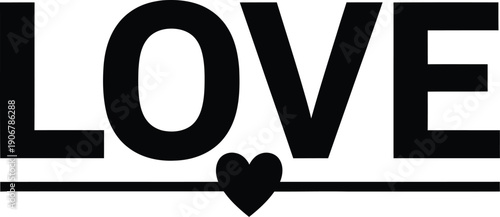 A minimalist design featuring the word love with a heart symbol