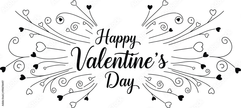 Obraz premium A beautiful valentine's day greeting with floral elements and hearts.