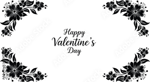 A beautiful valentine's day greeting with floral designs in the corners.