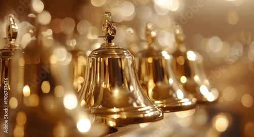 Wallpaper Mural Close focused image of golden handbells polished and ready Torontodigital.ca