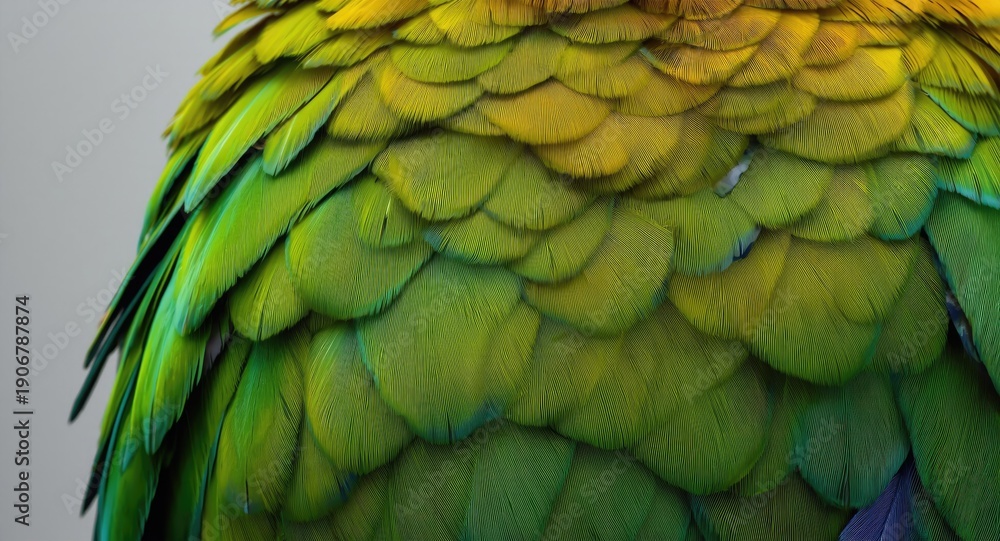 Obraz premium Detailed study of an Amazona parrotâ€™s colorful feather texture