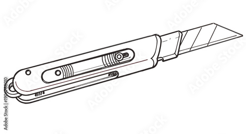 Utility knife sketch illustration on white background
