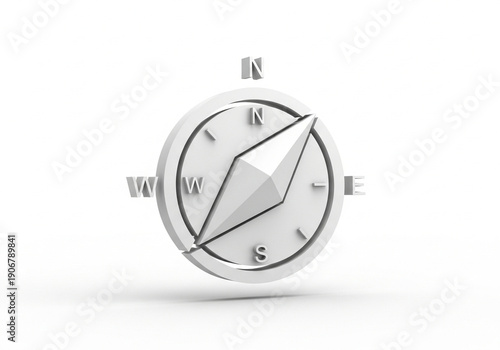 a silver compass on a white background.