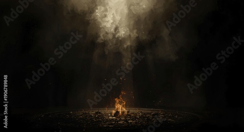 Imagery focused on the interplay of good deeds and evil acts