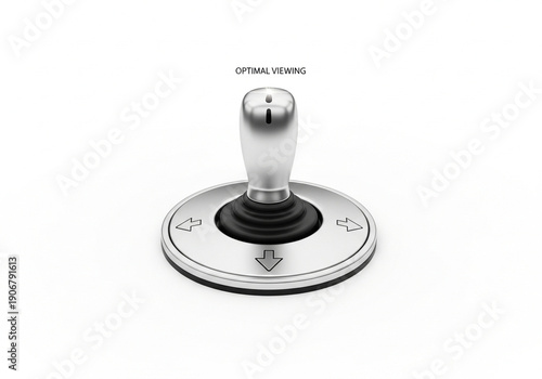 A shiny silver joystick on a circular base.