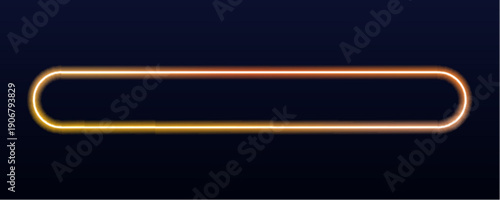 Yellow neon rectangular frame with soft glowing gradient. Isolated on dark background for banners and digital layouts. Futuristic luminous vector.