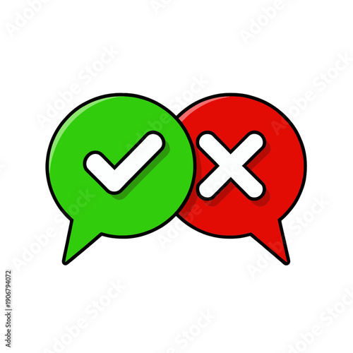 Correct And Incorrect Speech Bubbles Icon