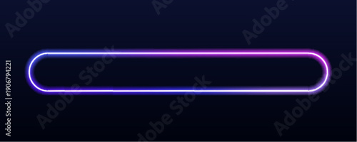 Blue neon rectangular frame with soft glowing aura. Isolated on transparent background for banners, posters, and digital UI elements. Modern gradient design.