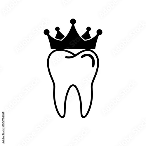 Crowned Tooth Icon For Dental Care Applications