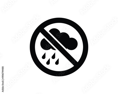 A black and white icon indicating no rain or cloudy weather allowed