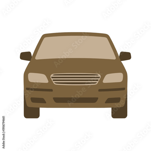 Front View Car Icon Brown Vehicle Illustration