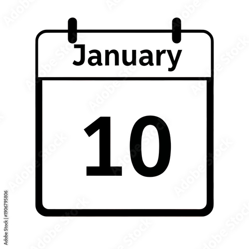 January Tenth Date Calendar Icon