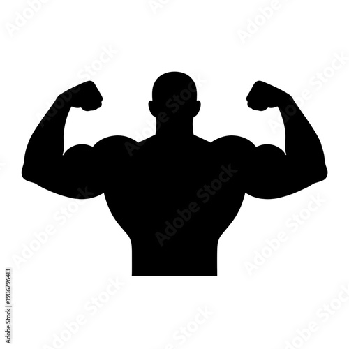 Muscular Man Flexing Arms Vector Icon