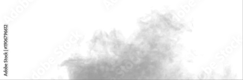 Realistic atmospheric phenomena surge when gray smoke cuts across cloud, fog, vapor. Storm pressure, thunder pulse; mist, steam, smoky fire burning flame scatter light. PNG vector.