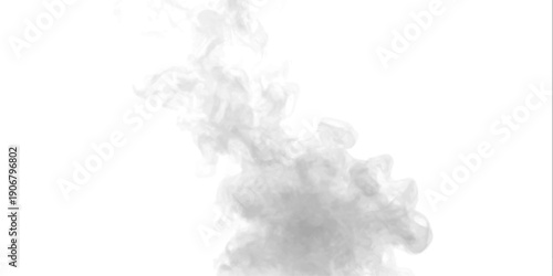 White cloud spreads over grey smoke with swirl, turbulence. Smoky vapor, mist, steam build atmospheric phenomena, forming realistic fog, thunder, storm energy near fire burning flame light. PNG vector