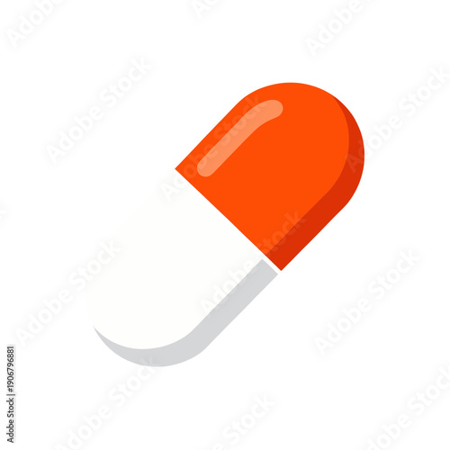 Orange And White Capsule Medicine Icon