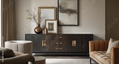 Wallpaper Mural Contemporary sideboard interior in a lounge setting featuring framed elements Torontodigital.ca