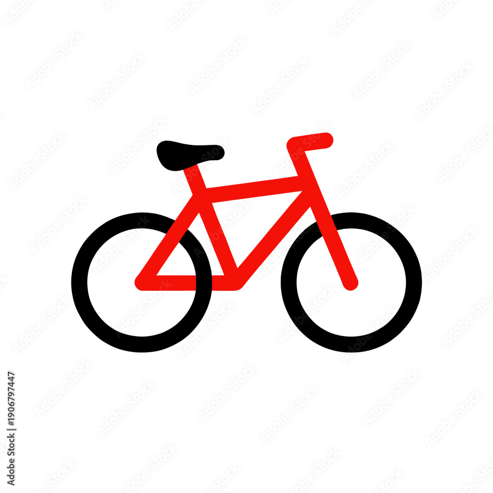 Obraz premium Red Bicycle Vector Icon For Transportation And Cycling Apps
