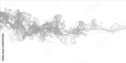 Mist drifts quietly before storm strikes cloud with thunder force. Grey smoke, smoky glow from fire burning flame, blend into steam, fog, vapor, realistic atmospheric phenomena. PNG vector.