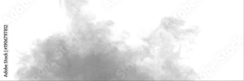 Storm rolls across cloud field; fog and vapor shimmer under thunder light. Realistic atmospheric phenomena intensify when gray smoke meets mist, steam, smoky fire burning flame. PNG vector.