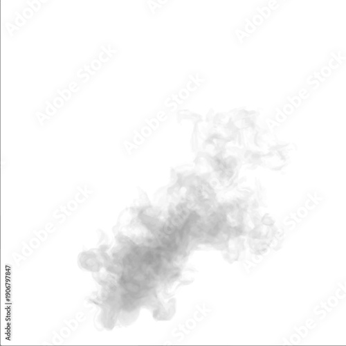 Mist drifts quietly before storm strikes cloud with thunder force. Grey smoke, smoky glow from fire burning flame, blend into steam, fog, vapor, realistic atmospheric phenomena. PNG vector.