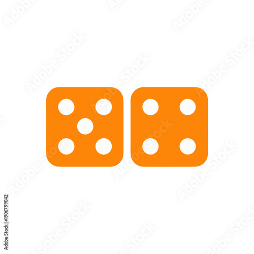 Two Orange Dice Icon For Games And Probability Calculations
