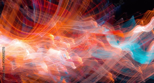 Colorful light ribbons abstract backdrop with dynamic movement for design