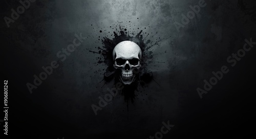 Bold splashing skull and crossbones emblem with motion