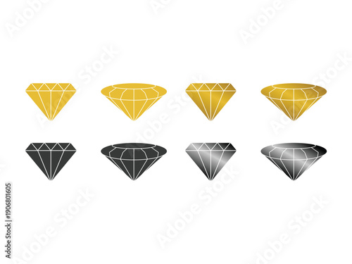 set of diamond symbol design, vector illustration, isolated on transparent background