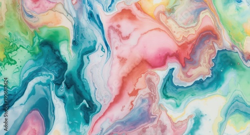 Brilliant watercolor splash pattern with smooth colorful flows and organic shape variety for design
