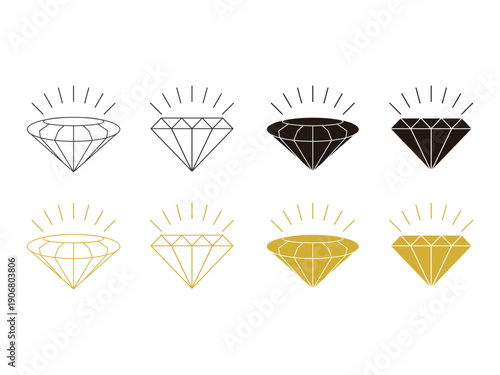 set of gemstone symbol, diamond vector illustration, isolated on transparent background