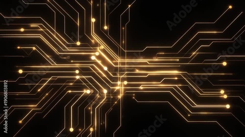 Abstract loop glowing circuit paths forming dissolving black background futuristic cinematic surreal ethereal ambience cascading softly glowing abstract unique style
