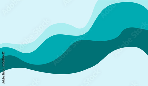 Sea blue background. Sea waves layered background illustration and sea beach. Frame background for text. Postcard. Blue colors of the ocean, sea water, river. Rest. Vacation. Travel. Abstract drawing.