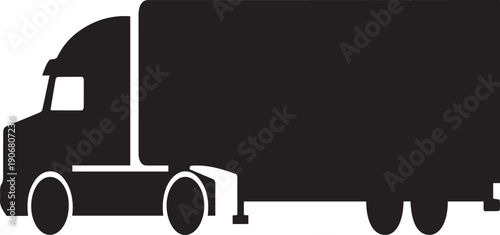 Industrial Semi Truck Trailer Silhouettes for Freight Logistics and Heavy Transport Design
