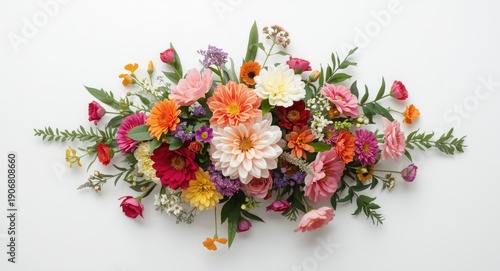Bright flower arrangement illustrated by AI on a solid white backdrop