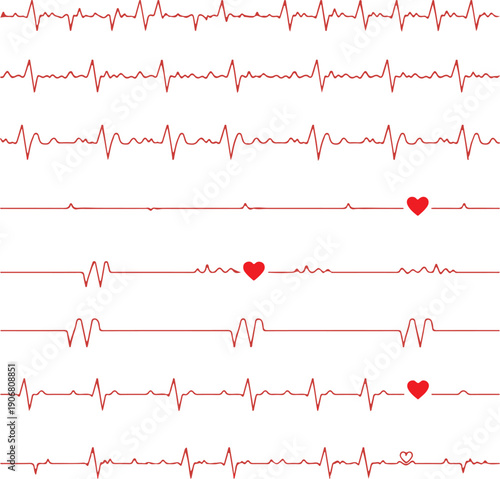 heart beat on ecg vector. Red heartbeat line icon. vector illustration.