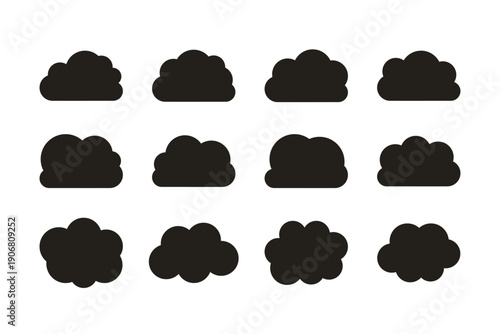 かわいい手書きの雲のイラストセット　もくもくの雲のイラスト素材