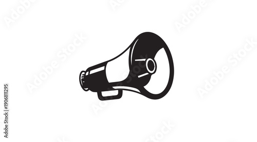 Black megaphone icon isolated on white background, vector illustration