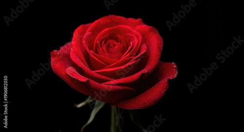 Wallpaper Mural A lively crimson rose flower displayed on a velvety black background Torontodigital.ca