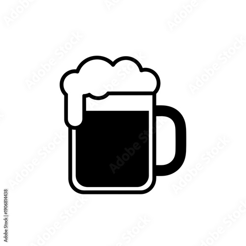 Beer Mug Icon – Foamy Beer Glass Beverage Vector Illustration