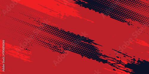 Black and red abstract grunge background with halftone style modern arts sport background abstract