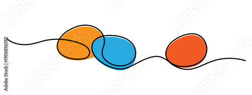 Easter eggs one line art, hand drawn continuous contour. Christian orthodox religion holiday Resurrection of Jesus Christ design, festive decoration. Editable stroke. Isolated. Vector illustration