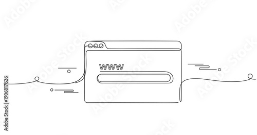 Minimalist line art of internet browser window with search bar. None editable stroke