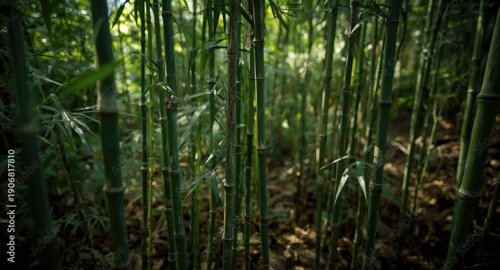 Fototapeta premium Close up view of lucky bamboo stalks growing naturally in a forest
