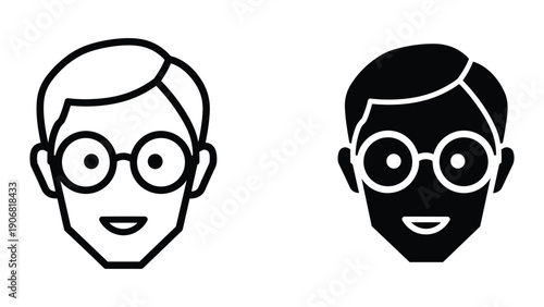 Diverse cartoon faces with glasses