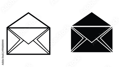 Envelope icons in black and white