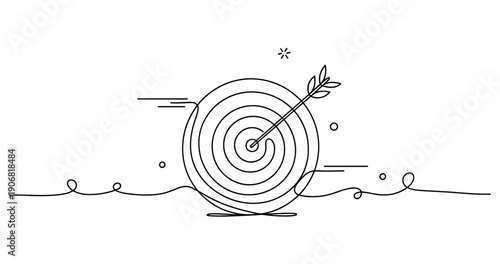 Minimalist target and arrow abstract line art. None editable stroke