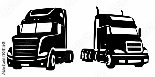 Commercial Fleet Semi-Truck and Construction Tipper Silhouette Mega-Bundle